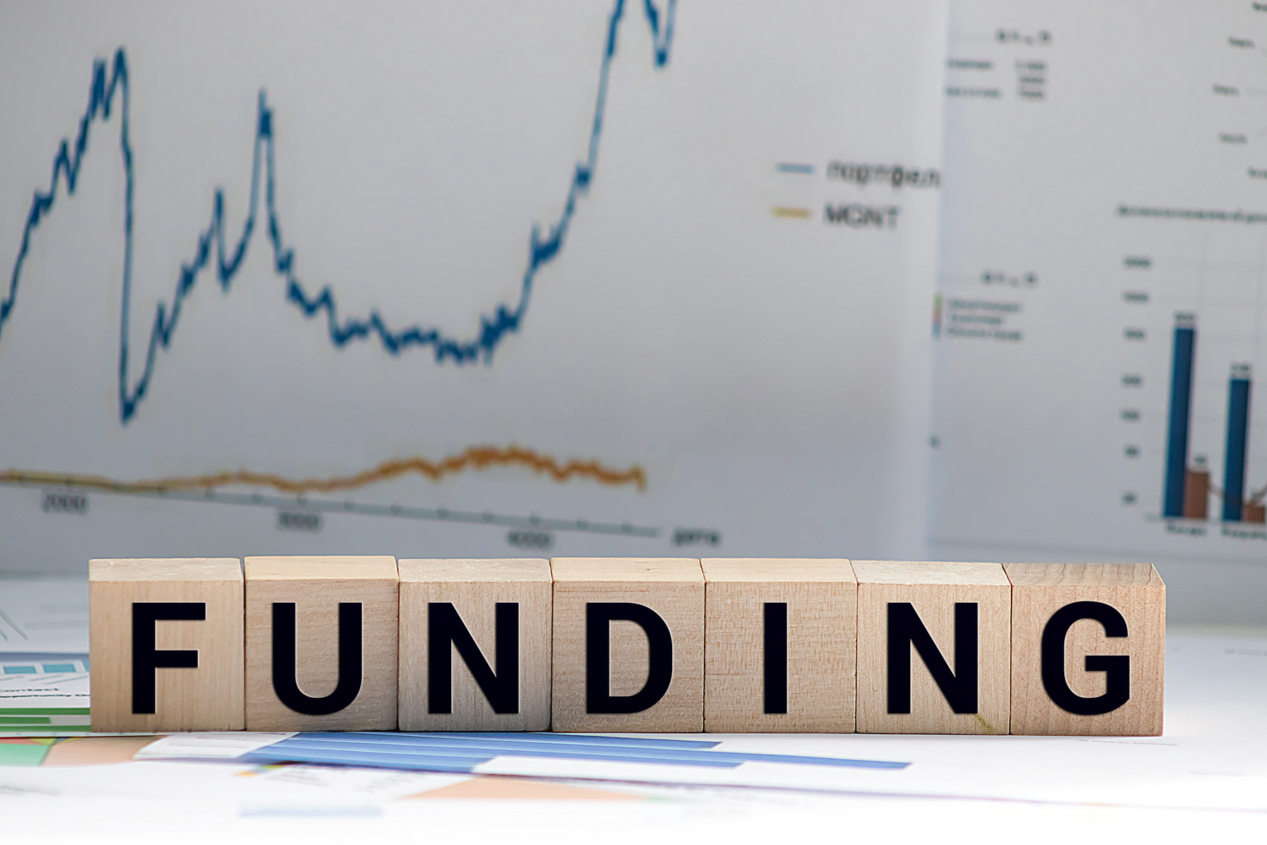 FUNDING word written on wood block