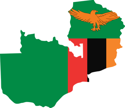 Zambia map city vector style color of country flag.